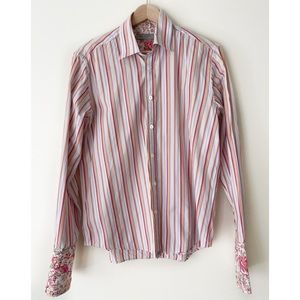 4. Ted Baker Striped Button Down Shirt w/Floral Lining